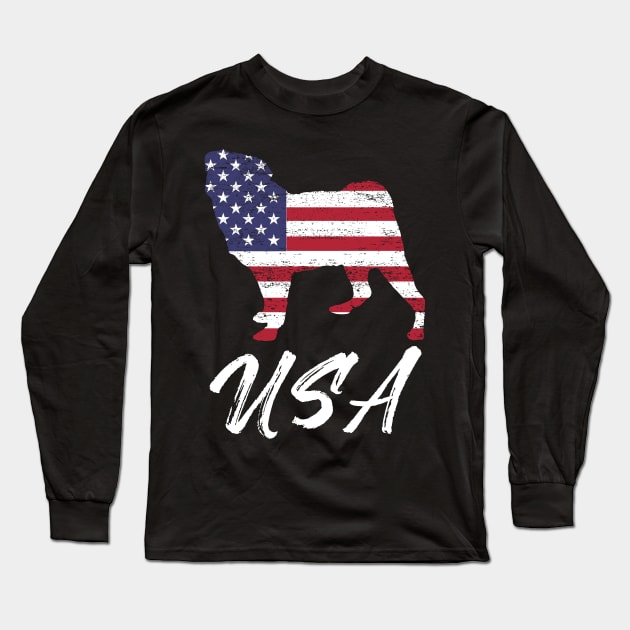 American Pug USA Flag TShirt for Pug Lovers Long Sleeve T-Shirt by bbreidenbach